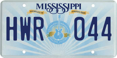 MS license plate HWR044