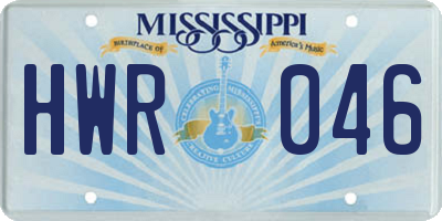 MS license plate HWR046