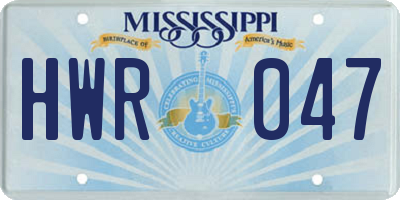 MS license plate HWR047