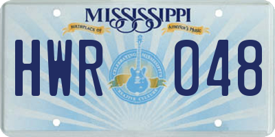 MS license plate HWR048