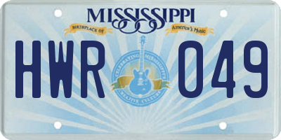 MS license plate HWR049