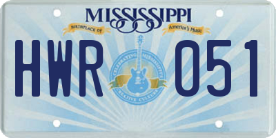 MS license plate HWR051