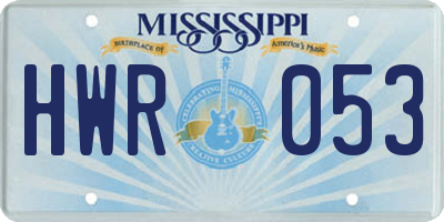 MS license plate HWR053