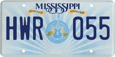 MS license plate HWR055