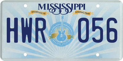 MS license plate HWR056