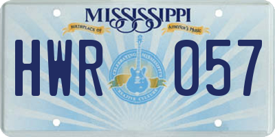 MS license plate HWR057