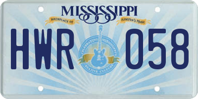 MS license plate HWR058