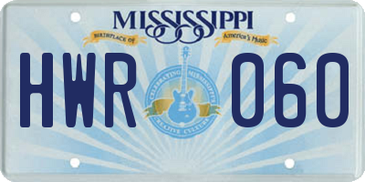 MS license plate HWR060