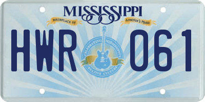 MS license plate HWR061