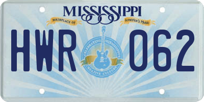 MS license plate HWR062