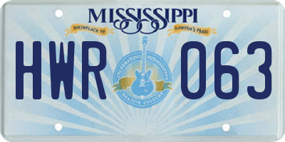 MS license plate HWR063