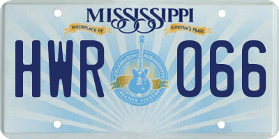 MS license plate HWR066