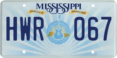 MS license plate HWR067