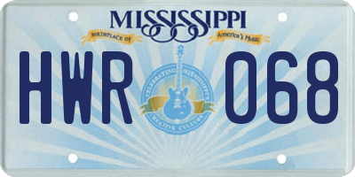 MS license plate HWR068