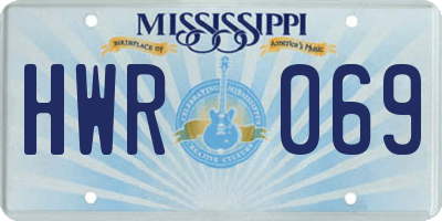 MS license plate HWR069