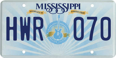 MS license plate HWR070