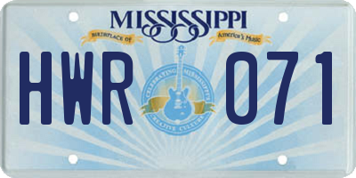 MS license plate HWR071