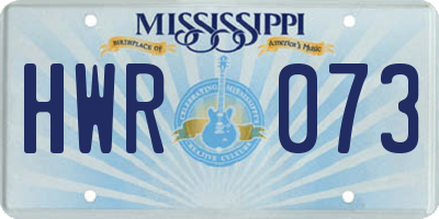 MS license plate HWR073