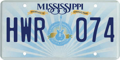 MS license plate HWR074