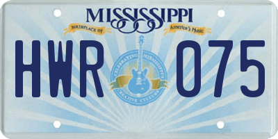 MS license plate HWR075