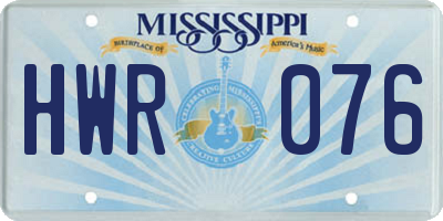 MS license plate HWR076