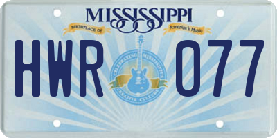 MS license plate HWR077