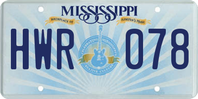 MS license plate HWR078