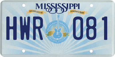 MS license plate HWR081