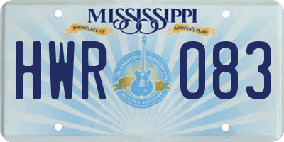 MS license plate HWR083