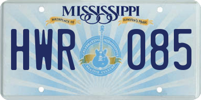 MS license plate HWR085