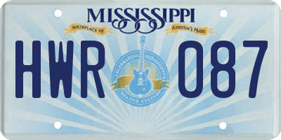 MS license plate HWR087