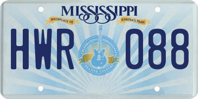 MS license plate HWR088