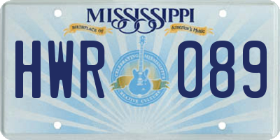 MS license plate HWR089