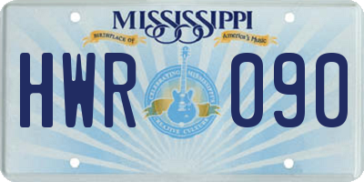 MS license plate HWR090