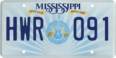 MS license plate HWR091
