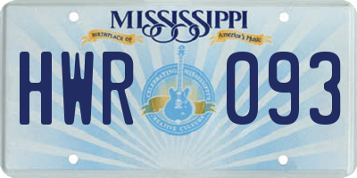 MS license plate HWR093