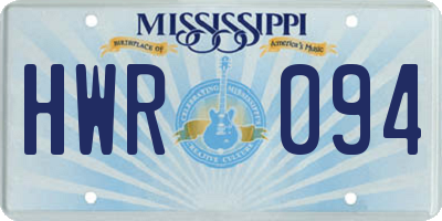MS license plate HWR094