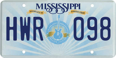 MS license plate HWR098
