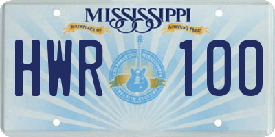 MS license plate HWR100