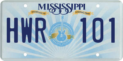 MS license plate HWR101