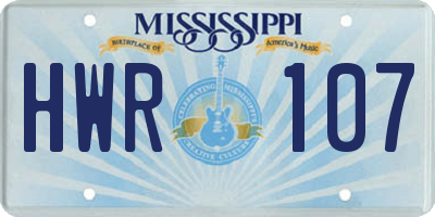 MS license plate HWR107