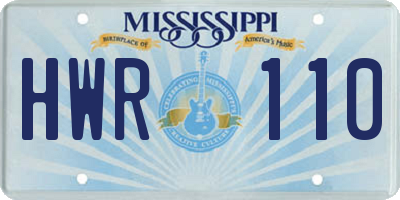 MS license plate HWR110