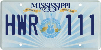 MS license plate HWR111