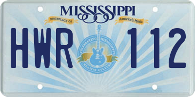 MS license plate HWR112