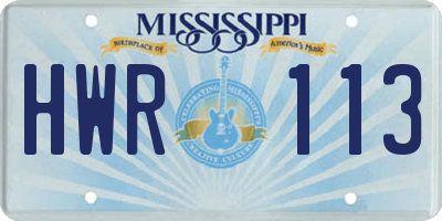 MS license plate HWR113
