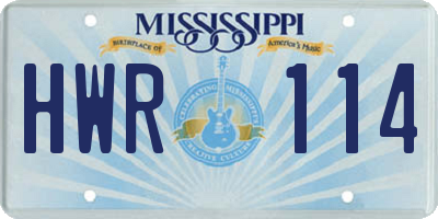 MS license plate HWR114
