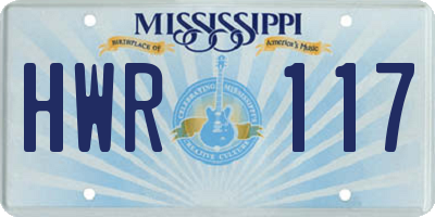MS license plate HWR117