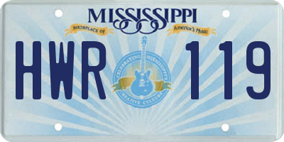 MS license plate HWR119