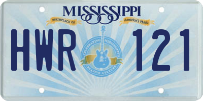MS license plate HWR121
