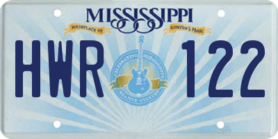 MS license plate HWR122